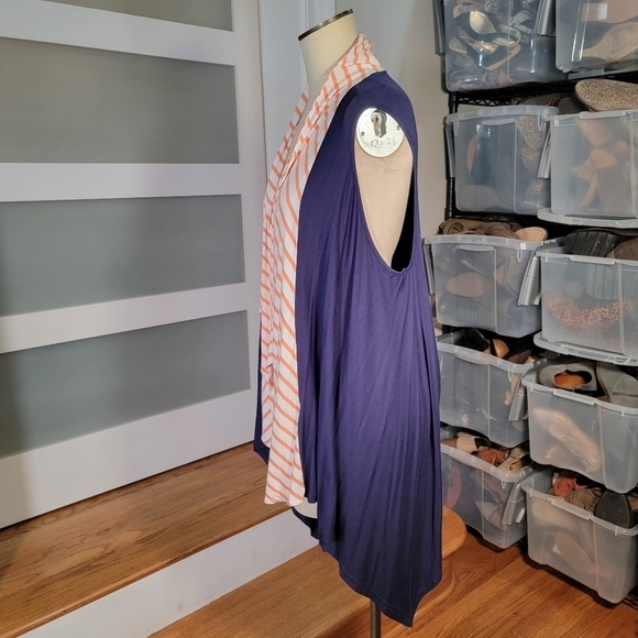 Game Day Girl Stuff Blue duster vest with orange - white stripes Size L - Picture 7 of 15